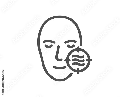 Problem face skin line icon. Need facial care sign. Target symbol. Quality design element. Classic style problem skin. Editable stroke. Vector