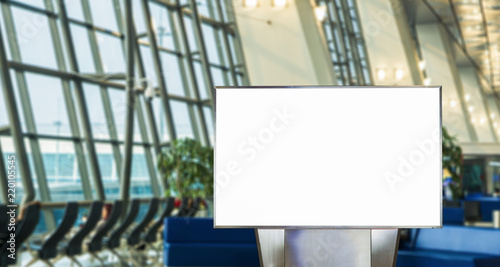 Blank billboard posters in the airport,Empty advertising billboard at aerodrome.