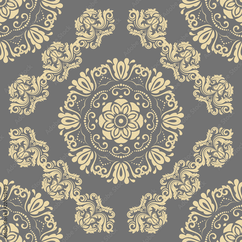 Orient classic pattern. Seamless abstract background with repeating golden elements. Orient background