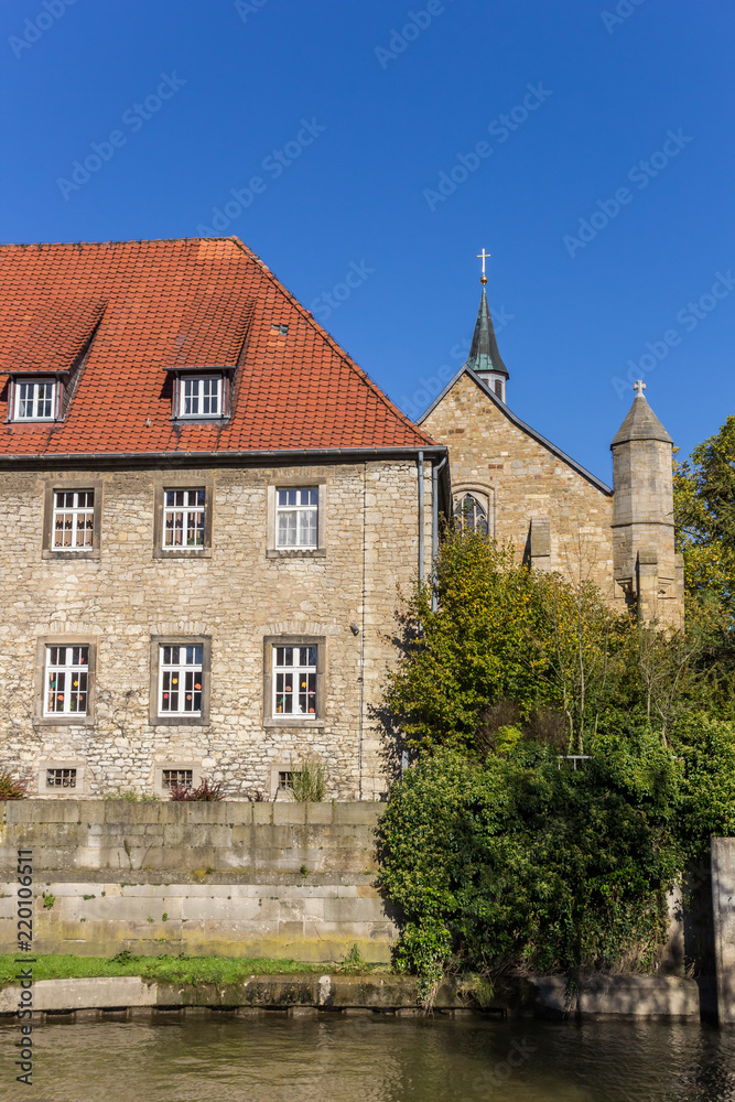 Historic house at a canal in Hildesheim, Germany