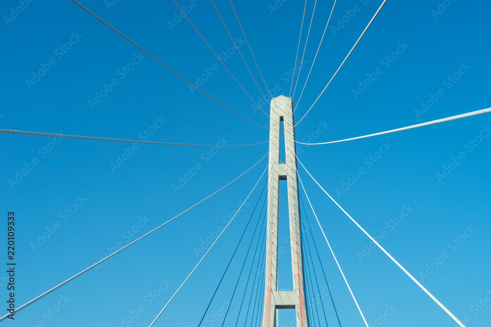 Naklejka premium Fragment of a cable stayed bridge Golden Bridge .