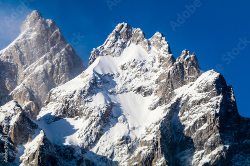 Snow Capped Mountain Peaks - Grand Tetons 