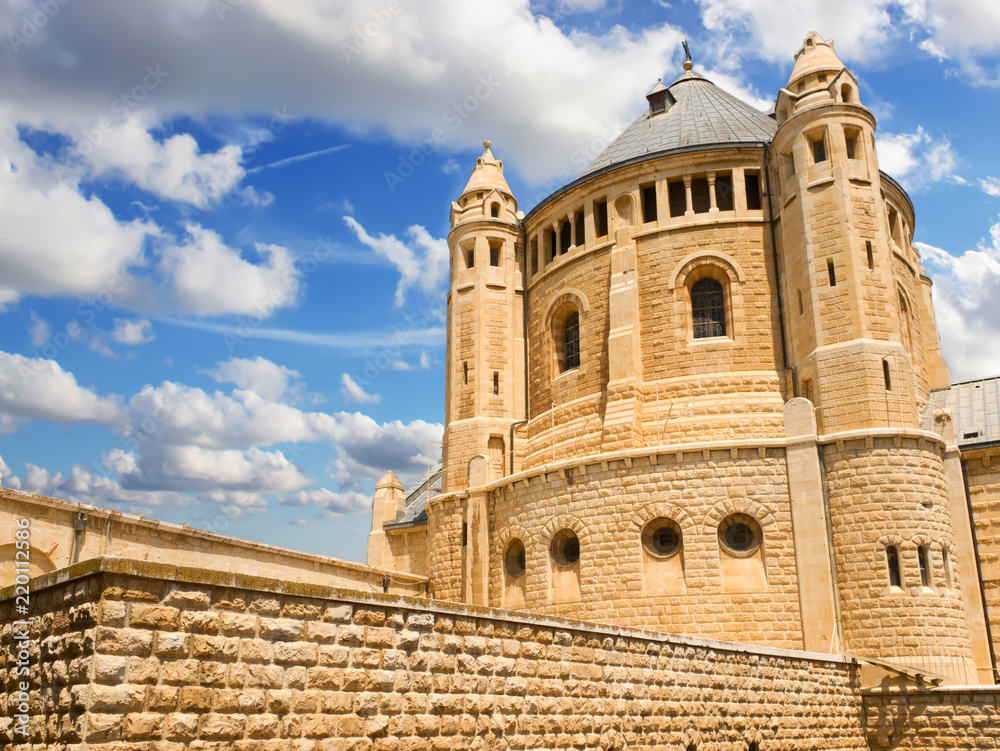 Abbey of Dormition (Church of the Cenacle) on mount Zion, Israel. Abbey of Dormition (Church of the Cenacle) on mount Zion, Israel.
