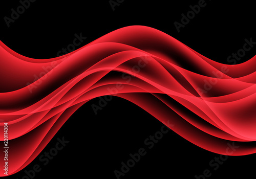 Abstract red wave curve motion on black background luxury vector illustration.