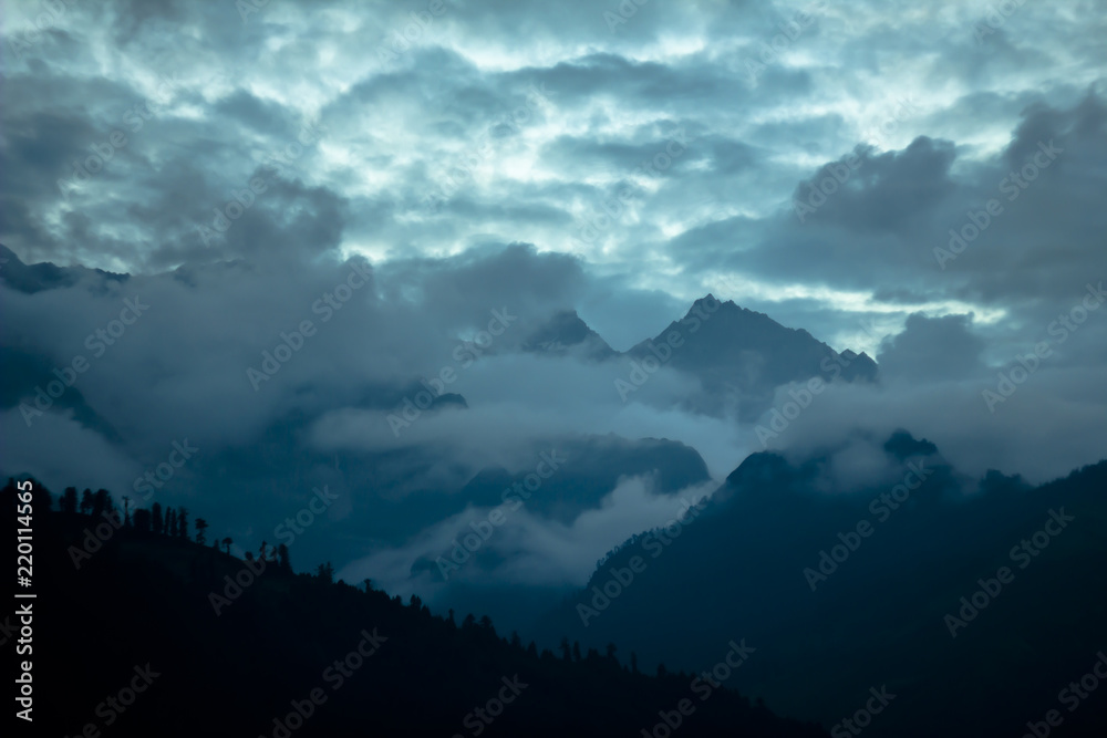 dark sky cloud in mountains valley