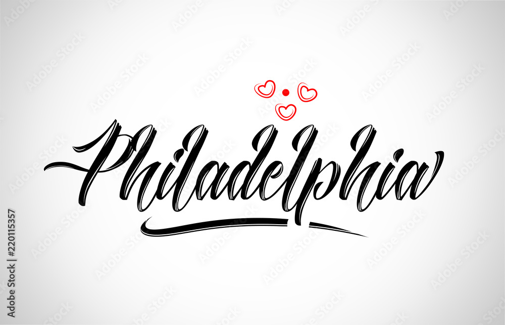 philadelphia city design typography with red heart icon logo