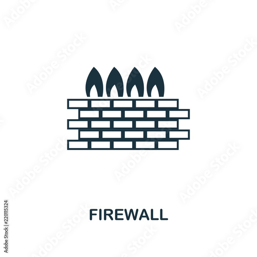 Firewall icon. Monochrome style design from internet security icon collection. UI. Pixel perfect simple pictogram firewall icon. Web design, apps, software, print usage.
