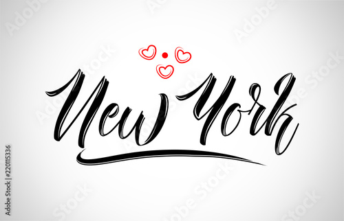 new york  city design typography with red heart icon logo