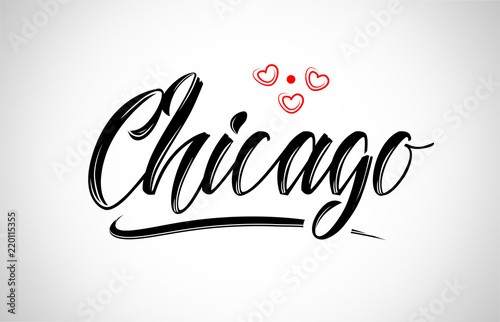 chicago city design typography with red heart icon logo