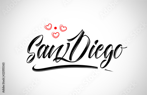 san diego city design typography with red heart icon logo