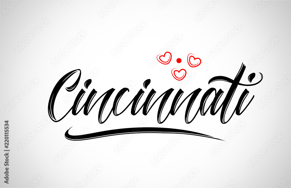 cincinnati city design typography with red heart icon logo