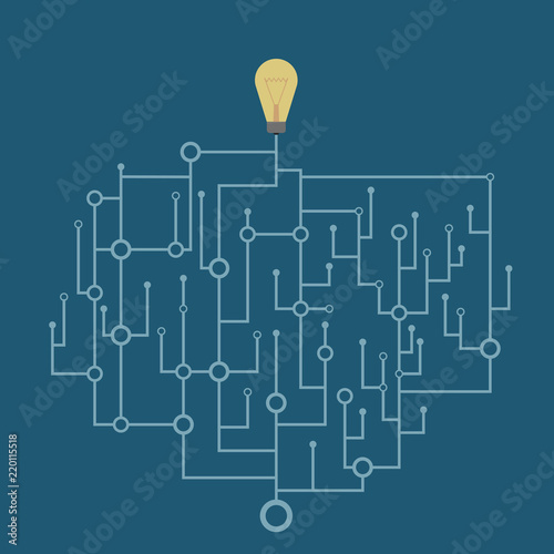 Abstract chip leading to a light bulb