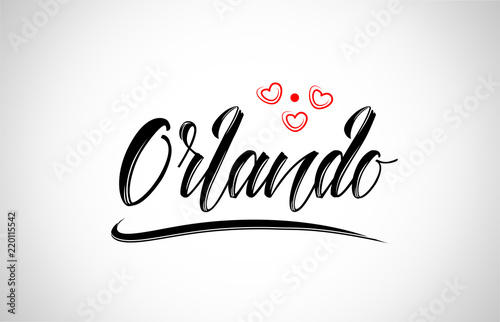 orlando city design typography with red heart icon logo