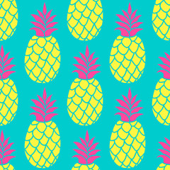 Keuken achterwand Ananas patronen Trendy ananaspatroon in zomerkleuren  © mashot