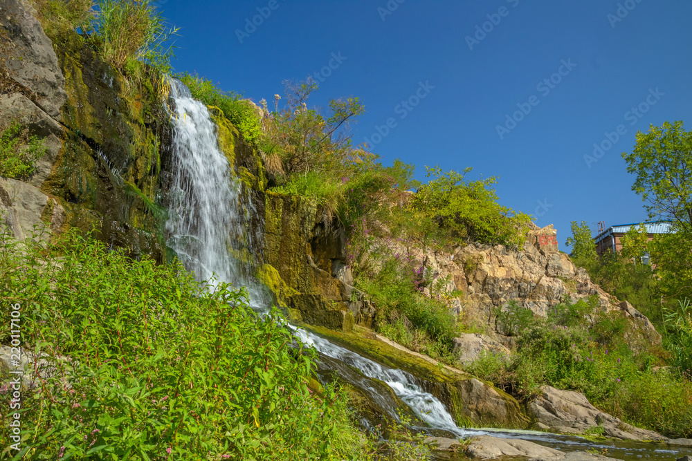 Waterfall in Kryvyi Rih at Karachuni dam