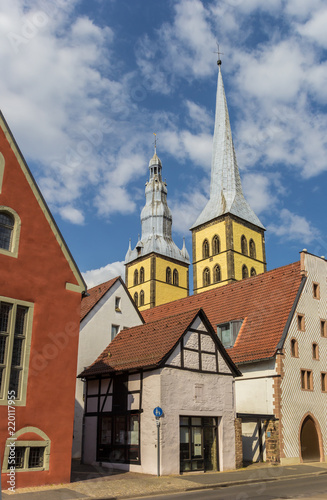 Old houses and church towers in Lemgo, Germany
