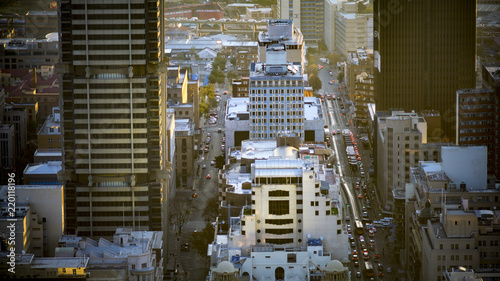 Urban city aerial shoot of Johannesburg landscape, South Africa