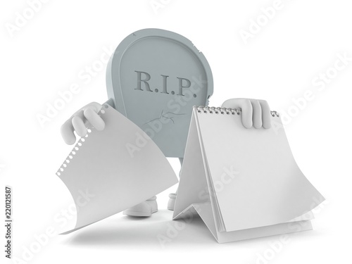 Foto Grave character with blank calendar