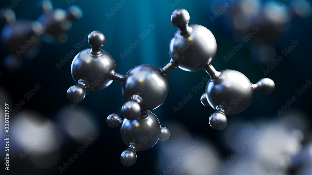 3D illustration of abstract silver metal molecule background 3D illustration of abstract silver metal molecule background