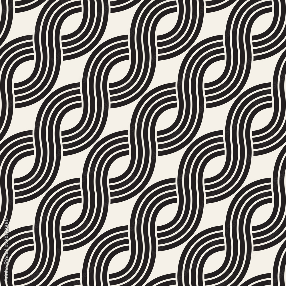 Fototapeta premium Vector seamless pattern. Modern stylish abstract texture. Repeating wavy geometric tiles..