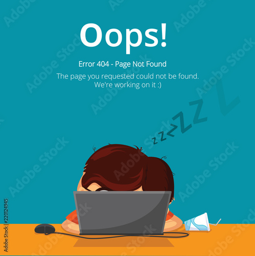 Error 404 page layout vector design. Website 404 page creative concept. The page you requested could not be found. Oops 404 error page. 