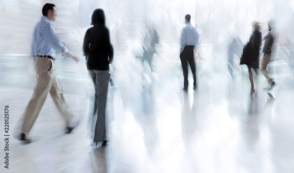 group of people in the lobby business center