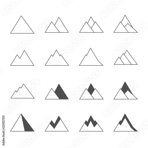 Mountain vector icons set.