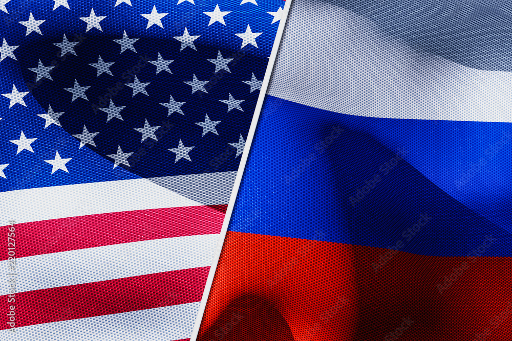Fototapeta premium USA and Russia flags. 3D render