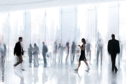 group of people in the lobby business center