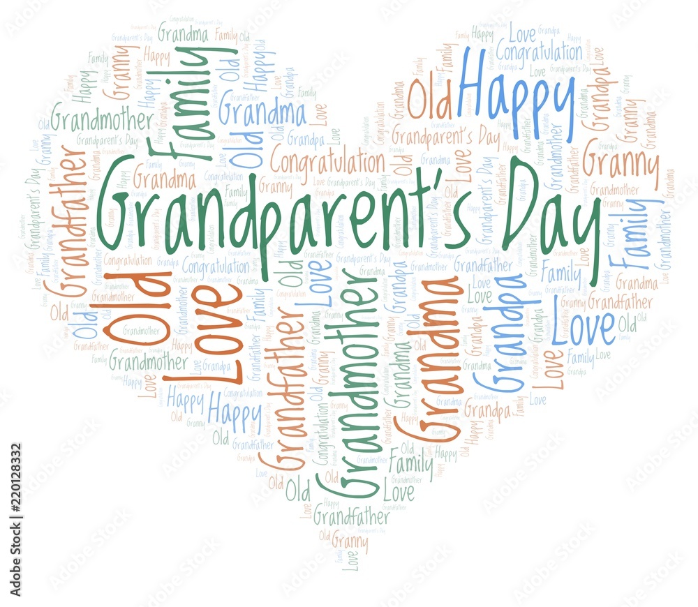 Fototapeta premium Grandparent's Day in a heart shape word cloud.