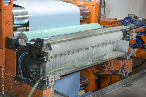aluminum rolls are painted on special machines on the factory line
