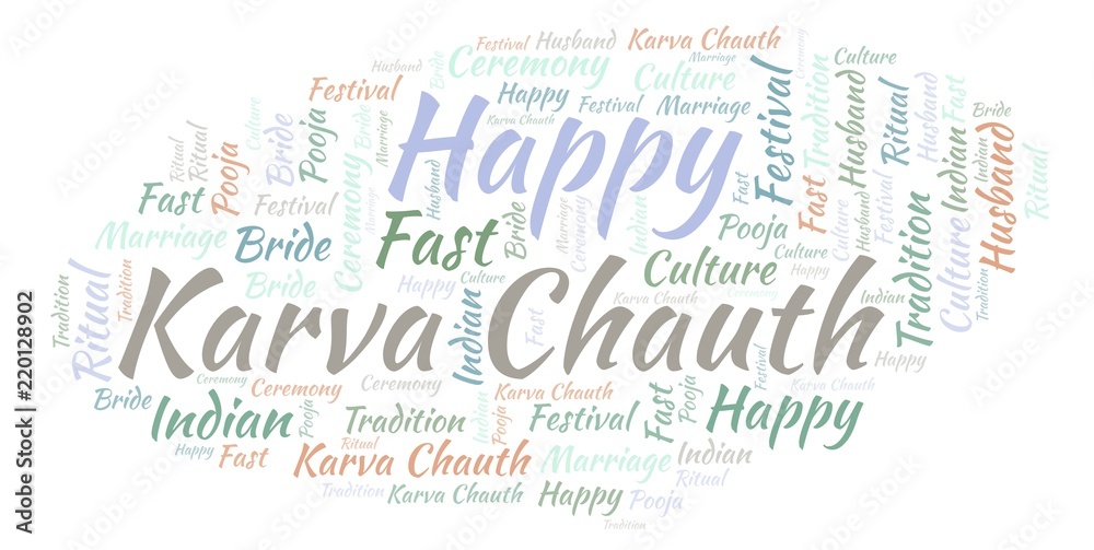 Obraz premium Happy Karva Chauth word cloud.
