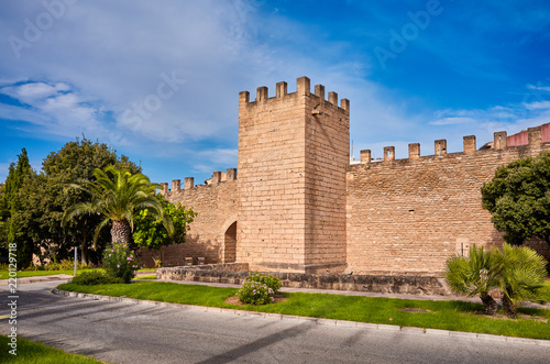 City walls in Alcudia, Mallorca oldest city, Spain.