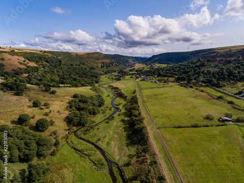 Photos Aerial View of Sirhowy River in the welsh town of Tredegar, Wales UK
