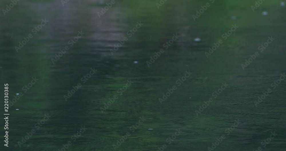 rain drops splashing in river water calm nature scene background in slow motions rain drops splashing in river water calm nature scene background in slow motions
