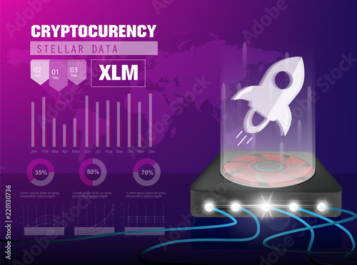 Cryptocurrency icon with info graphic digital style on modern background:XLM icon