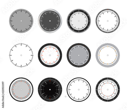 Clock face set time pattern modern isolated decoration vector design shape illustration
