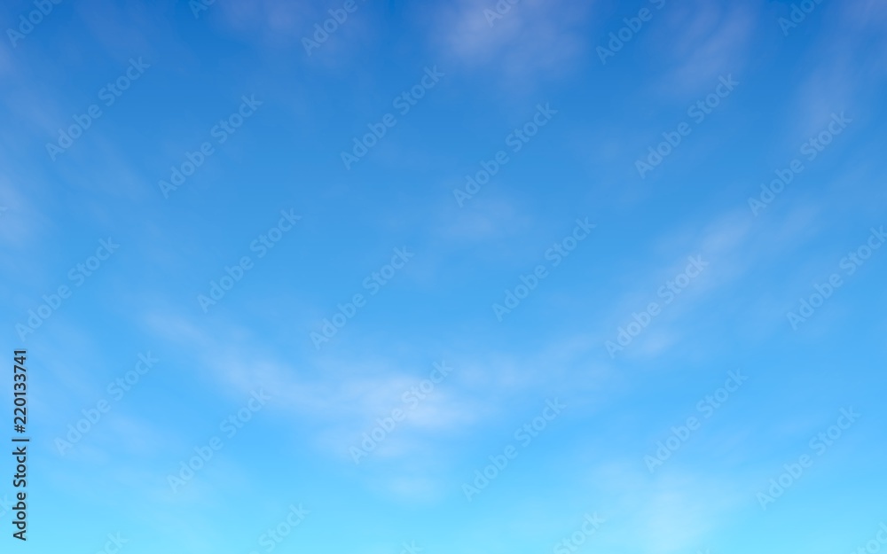 Cumulus white clouds in the clear blue sky in the morning. Blue sky background with white clouds. 3D illustration Cumulus white clouds in the clear blue sky in the morning. Blue sky background with white clouds. 3D illustration