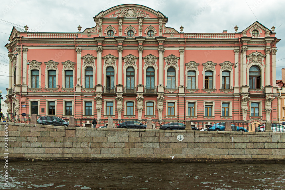 Historic stucco building, St. Petersburg, Russia.