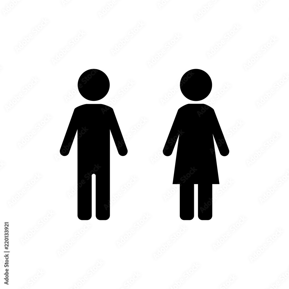 Vector icon with man and woman,toilet sign. Illustration with figures of boy and girl.