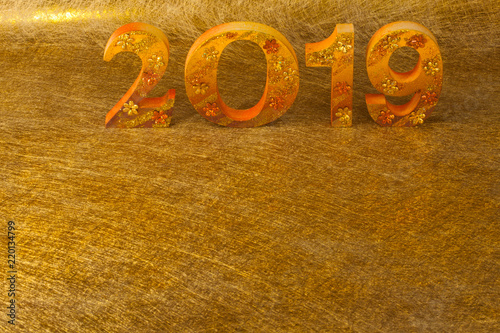 2019 is made in gold color place in golden background is mean the golden year for lucky all year photo