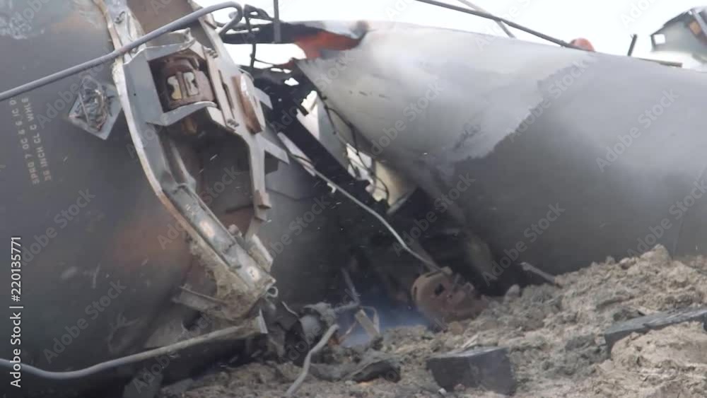 2017 - Field investigators from the NTSB investigate an oil tanker train wreck crash near Graettinger, Iowa.