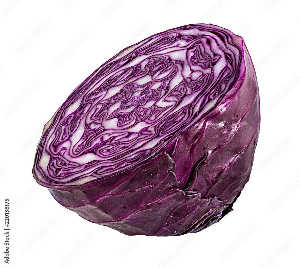 Fototapeta premium Fresh red cabbage isolated on white background with clipping path