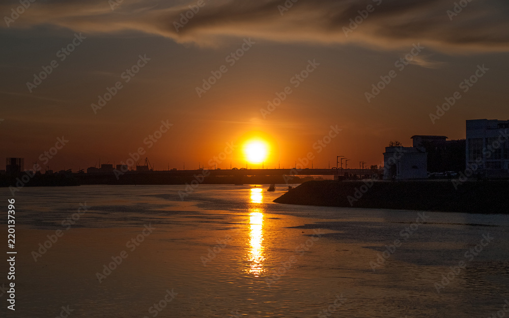 sunset on the Irtysh River