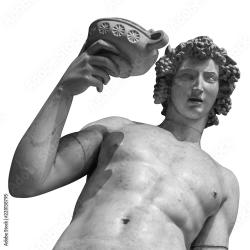 Dionysus Bacchus Wine statue portrait isolated on white photo
