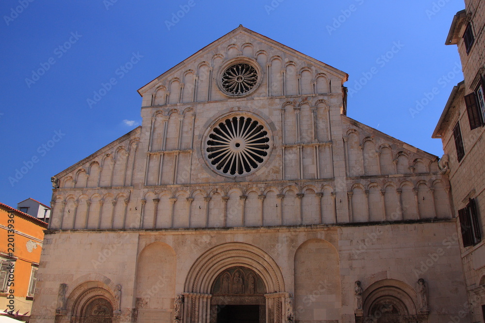Croatia, Zadar - St. Anastazji from the turn of the twelfth and thirteenth century with a facade in the Romanesque style.