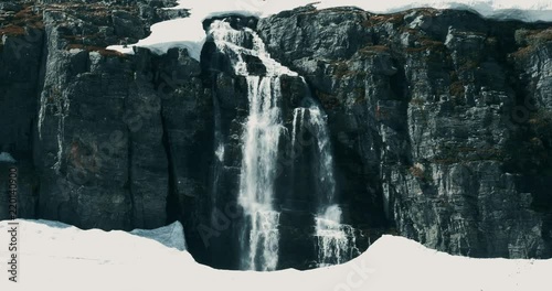 Auerlandsfjellet, Flotvatnet Lake With Waterfall Flotane photo