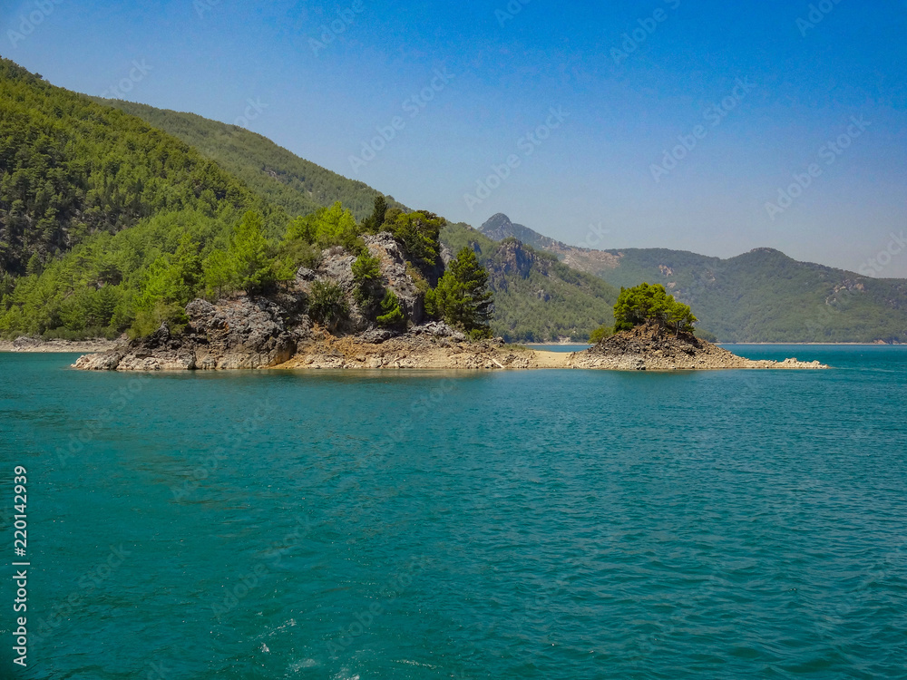 Turquoise lake and mountains. Turkish Green Canyon
