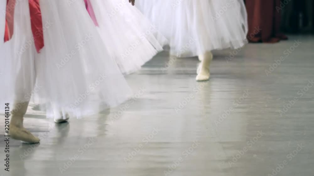 Ballet. Girl's legs in white ballet shoes during ballet training. Element of classical dance. Ballet. Girl's legs in white ballet shoes during ballet training. Element of classical dance.