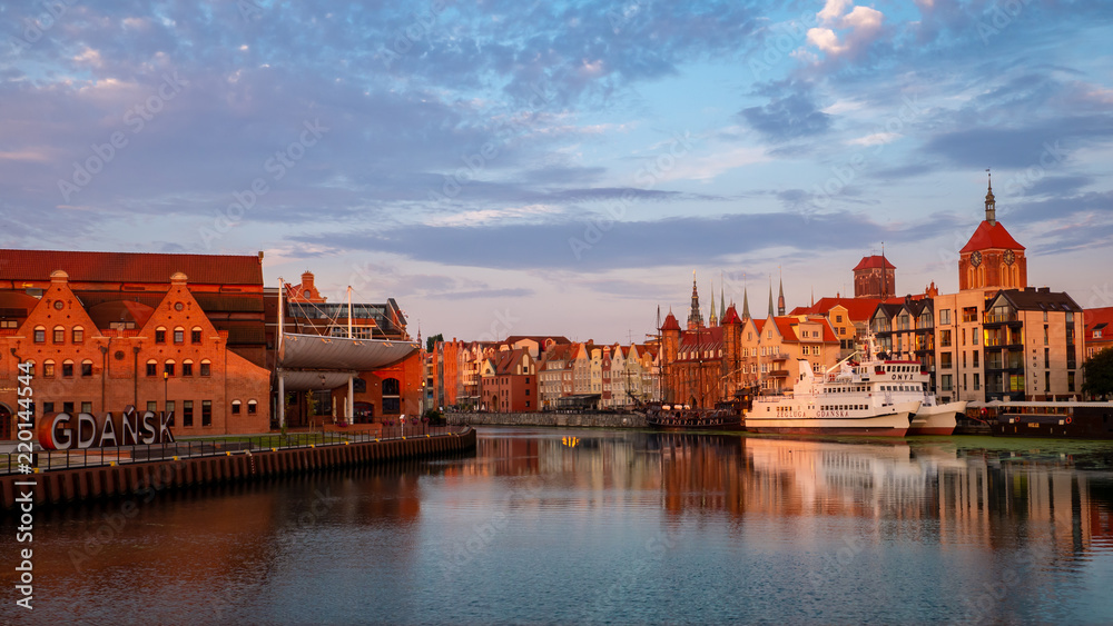 Panorama of the riverside in Gdansk.